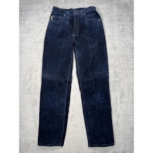 Skotts Suede Leather Pants Mens 30 Navy Blue Straight Leg 1001 Made in Canada